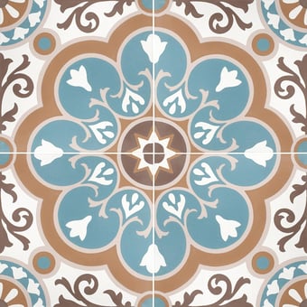 Carreau ciment Coba indian red, celeste blue De Tegel