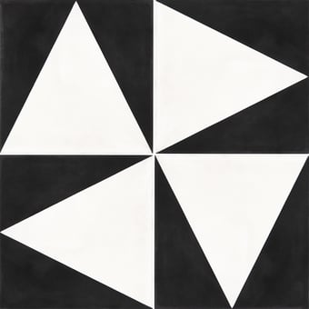 Carreau ciment Triangle snow white, black De Tegel