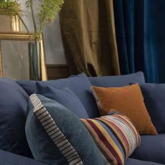 Edouard Cushion bleu canard / carbone Toiles de Mayenne