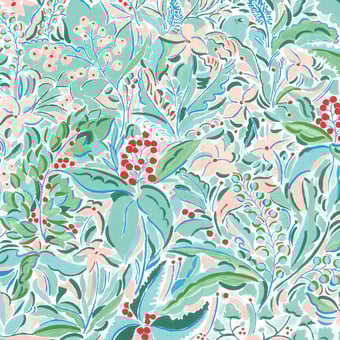 Papel pintado mural panorámico Oudayas Cyan Etoffe.com x Claire de Quénetain