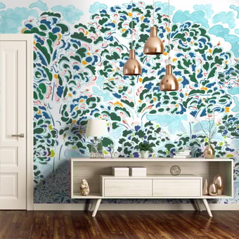Papel pintado mural panorámico Chellah Forêt Etoffe.com x Claire de Quénetain