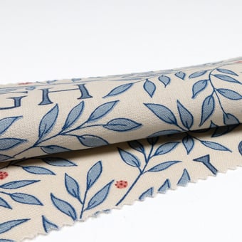 Love is enough Fabric Blue Vellum Morris and Co