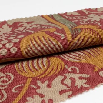 Tessuto Kennet Raspberry Yellow Morris and Co