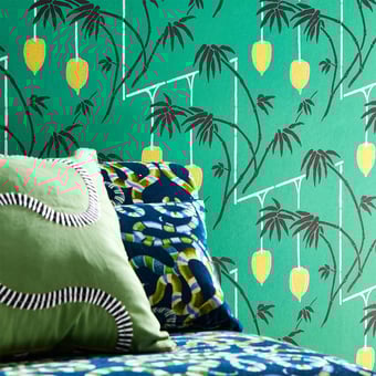 Papier peint Kimiko Bottle Green Harlequin