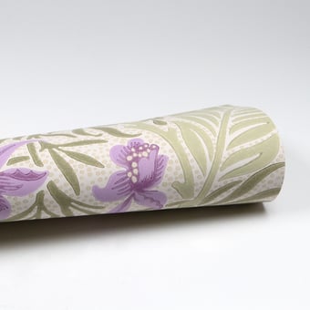 Tapete Larkspur Olive Lilac Morris and Co
