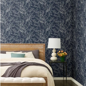 Budding Branch Silhouette Wall Covering White/Gold York Wallcoverings