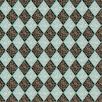 Losanges Fleuris Wallpaper Turquoise Etoffe.com x Papier Français