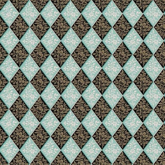 Papel pintado Losanges Fleuris Turquoise Etoffe.com x Papier Français