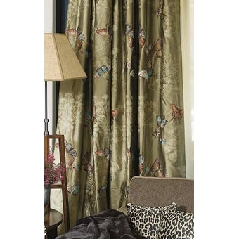 Seta ricamata Papillons en Liberté Beige Nobilis