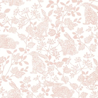 Botanical Bunnies adhesive wallpaper Pink York Wallcoverings