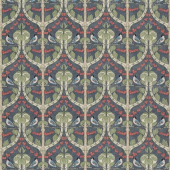 Tessuto Birds & Cherries Cotton Red/Green GP & J Baker