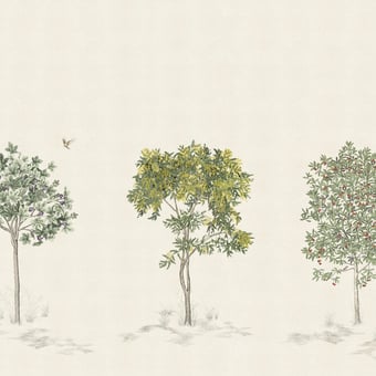 Papel pintado mural panorámico Arbustes Naturel 150x330 cm - 3 tiras - Parte A Isidore Leroy