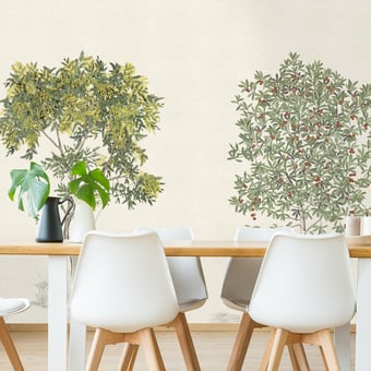Papel pintado mural panorámico Arbustes Naturel 150x330 cm - 3 tiras - Parte A Isidore Leroy