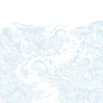 Papier peint panoramique Eternelles Bleu Pastel 150x330 cm - 3 lés - côté gauche Isidore Leroy