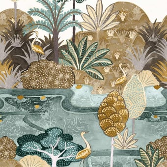 Papel pintado mural panorámico Aruba Bleu d'egypte Casamance