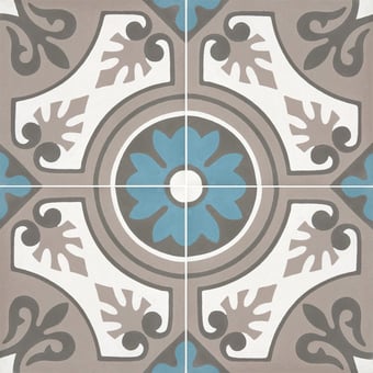 Carreau ciment Old Lilly ivory, steel blue De Tegel