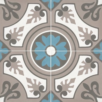 Piastrella di cemento Old Lilly ivory, steel blue De Tegel