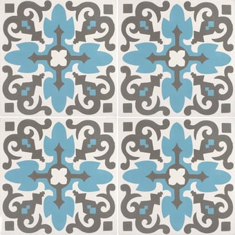 Carreau ciment Eva misty blue, french grey De Tegel