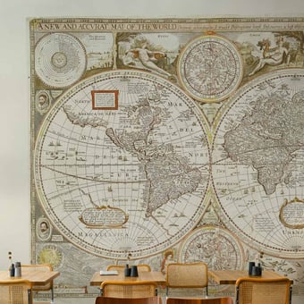 Papier peint panoramique Soie Historical Map Papyrus Coordonné