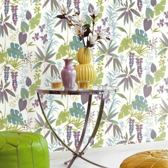 Tapete Bloom wallpaper Bleu/Green Eijffinger