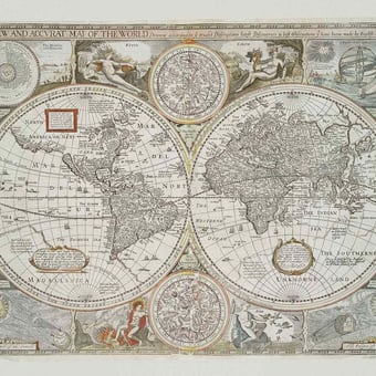 Historical Map Linen Panel Papyrus Coordonné