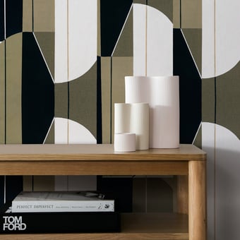 Papier peint panoramique Lin Pythagoras Khaki Coordonné