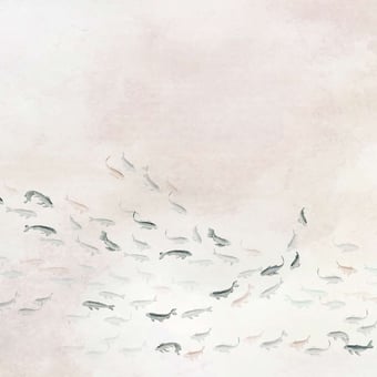Koi Linen Panel Swan Coordonné
