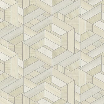 Hexagon wood Wallpaper Swan Coordonné