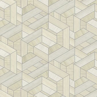 Hexagon wood Wallpaper Swan Coordonné