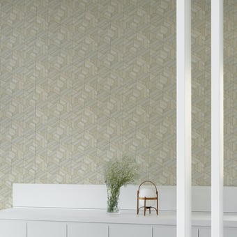 Hexagon wood Wallpaper Swan Coordonné