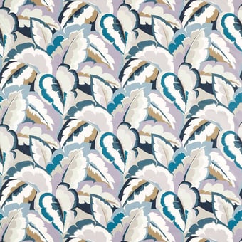 Calathea Satin Fabric Cornflower/Azul/Shiitake/Wild Water Harlequin