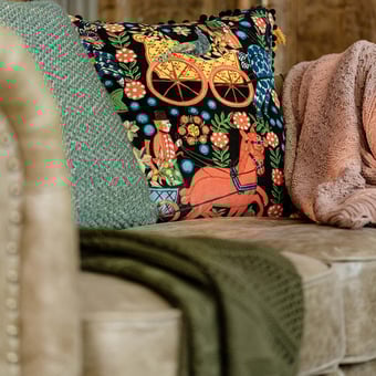 Fasnacht velvet Cushion Anthracite Mindthegap