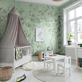 Papel pintado mural panorámico Chinoiserie Chic Pearl Grey Rebel Walls