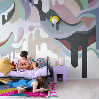 Papel pintado mural panorámico Dripping Ice Cream Pastel Retro Rebel Walls