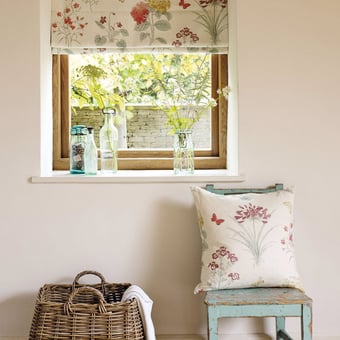 Harebells & Violets Fabric Peony/Bayleaf Sanderson