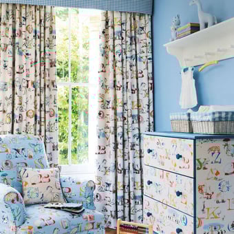 Tissu Alphabet Zoo Rainbow Brights Sanderson