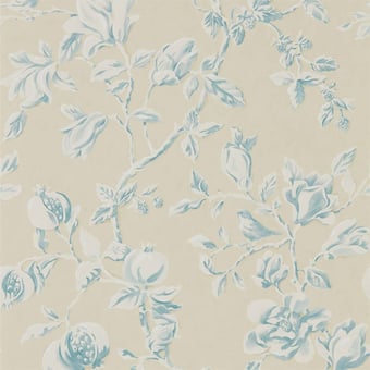 Papier peint Magnolia & Pomegranate Parchment/Sky Blue Sanderson