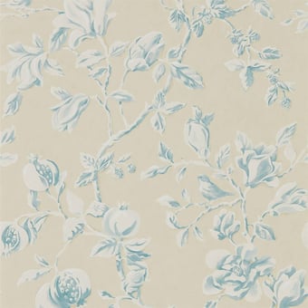 Tapete Magnolia & Pomegranate Parchment/Sky Blue Sanderson