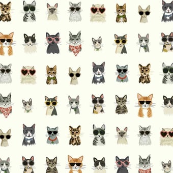 Papel pintado adhésif Cool Cats White Multi Rifle Paper Co.