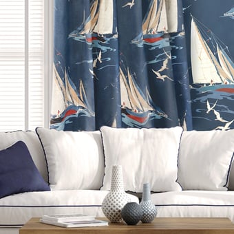 Round the Island Fabric Indigo Mulberry
