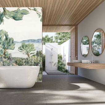 Papel pintado mural panorámico Cap Frehel Sauge/celadon Casamance