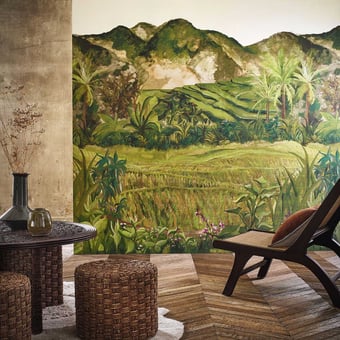 Papel pintado mural panorámico Hapao Olive Casamance