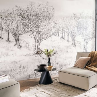 Papel pintado mural panorámico Lauris Noir/Blanc Casamance