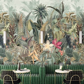 Papel pintado mural panorámico Daintree Bleu marine/vert mousse Casamance