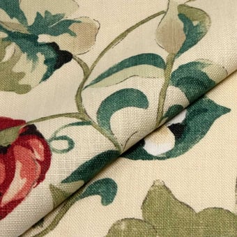 Pear & Pomegranate Fabric Teal/Cherry Sanderson