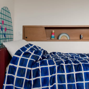 Samt Splash Bleu et Blanc Babel Brune
