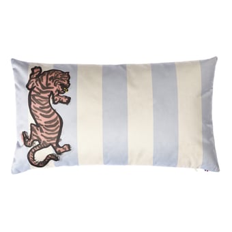 Féline L Cushion Bleu et Beige Babel Brune