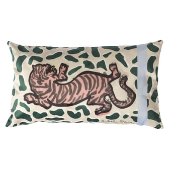 Féline S Cushion Beige et Vert Babel Brune