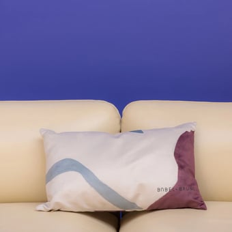 Ulysse S Cushion Beige et Parme Babel Brune
