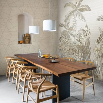 Patchwork Tropical Wallpaper Bleu JV Italian Living
